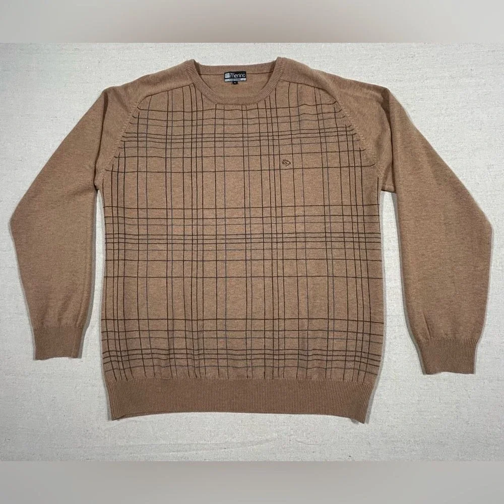 Cashmere Purely Merino XL Men's Pull Over Tan Sweater OfficeWear Casual